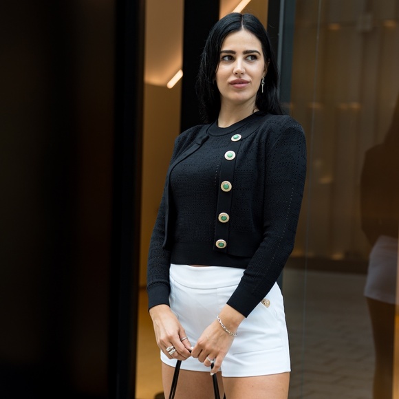 NEW! Monogram Knit Cropped Cardigan - Black - Picture 3 of 11